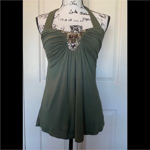 White House Black Market Green Halter Top